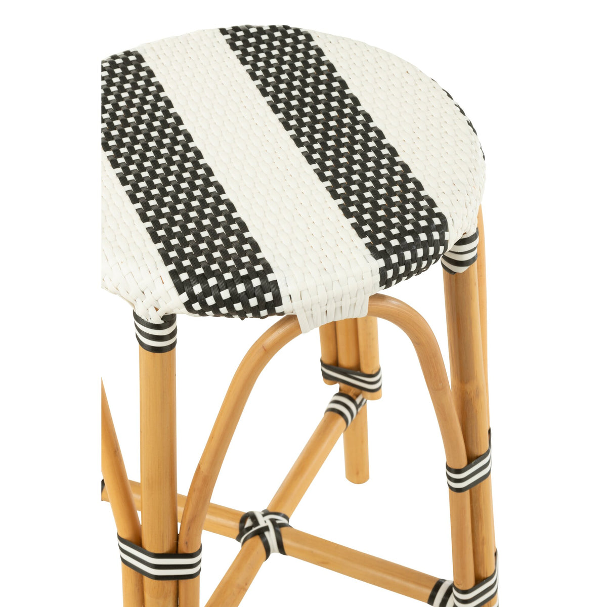 Outdoor Barkruk Live Rond Rotan Zwart/Wit J-Line