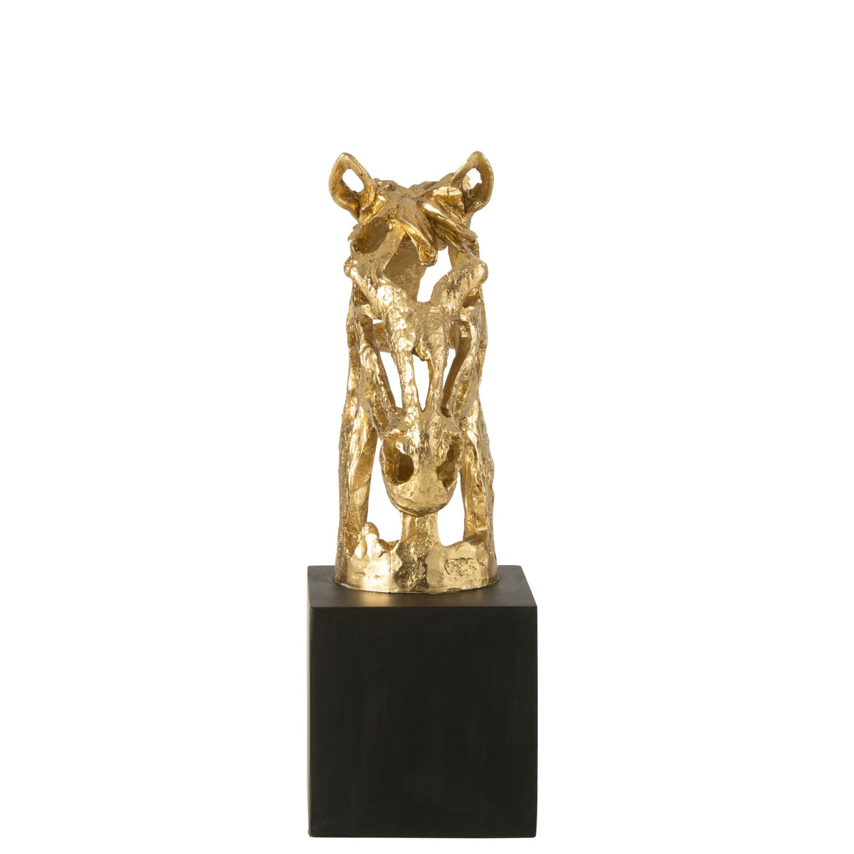 Paard Op Voet Polyresin Goudkleurig/Zwart Large J-Line