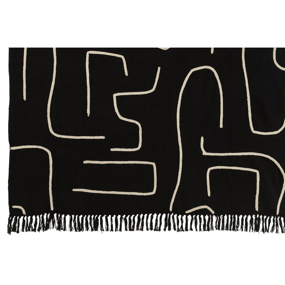 Plaid Strepen/Bogen Katoen Zwart/Wit 130x180cm J-Line