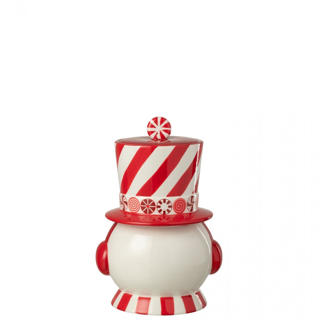 Voorraad Decoratief Sneeuwpop + Hoed Dolomiet Kerstrood/Wit J-Line