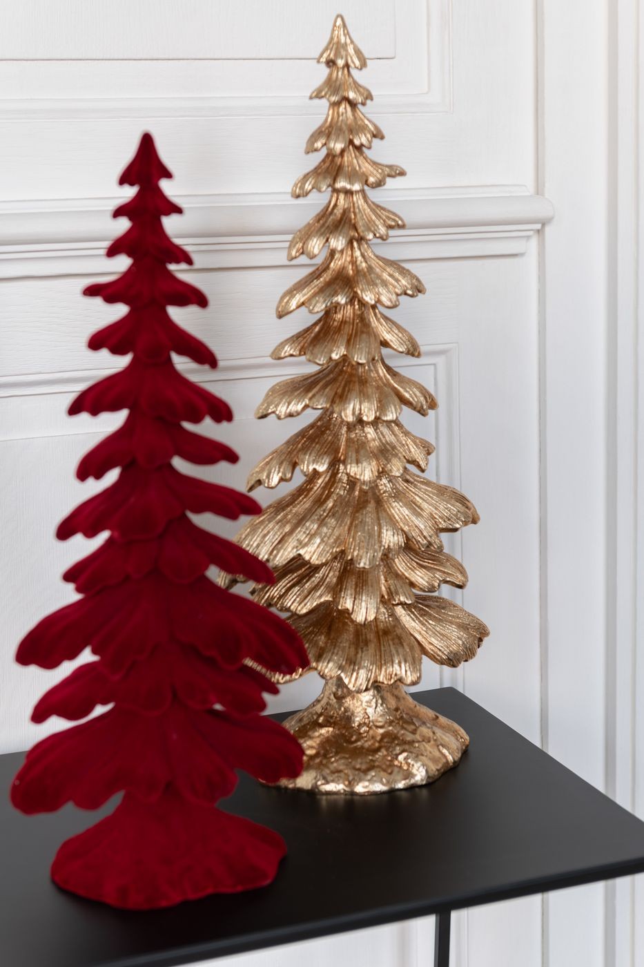 Denneboom Velours Resine Rood Set van 2 J-Line