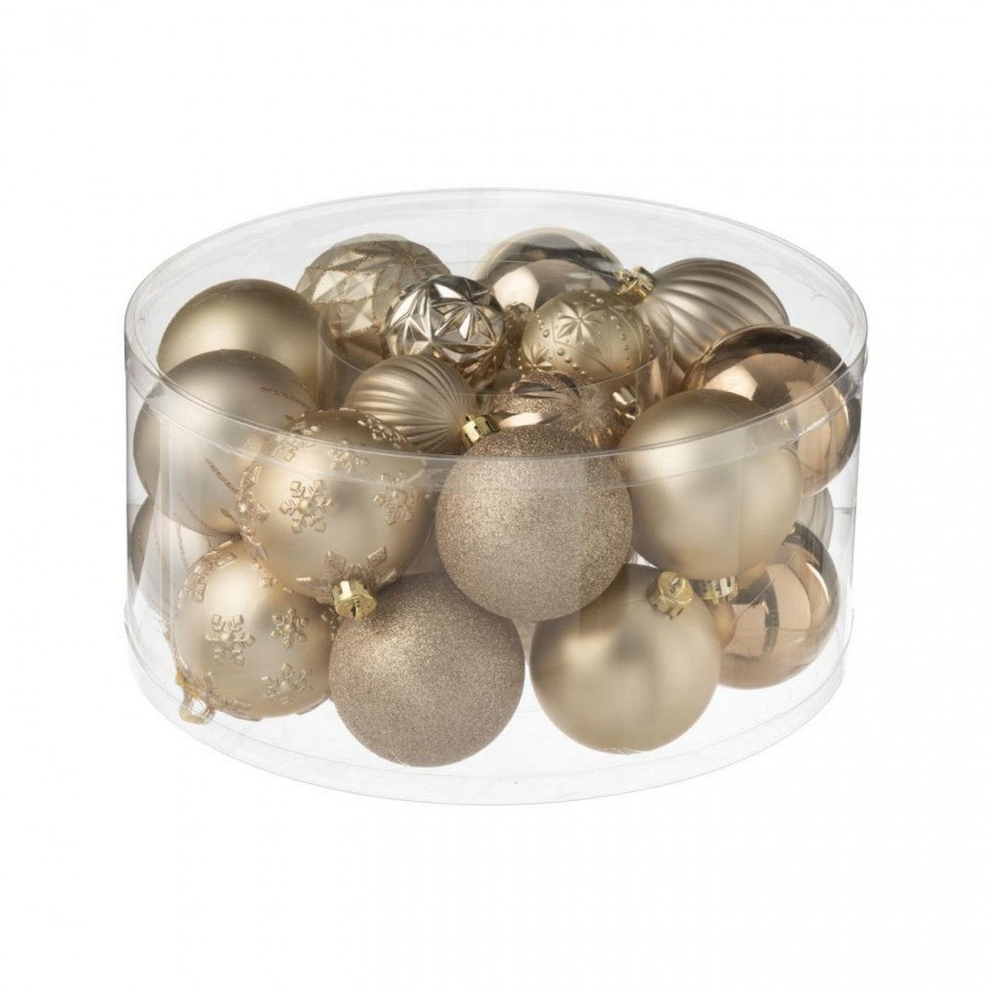 Doos Van 30 Kerstbal Plastiek Beige/Ecru J-Line