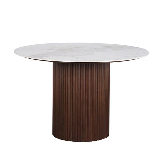 Urban Chique Ronde Tafel Keramisch Marmer / Walnootfineer Pole to Pole