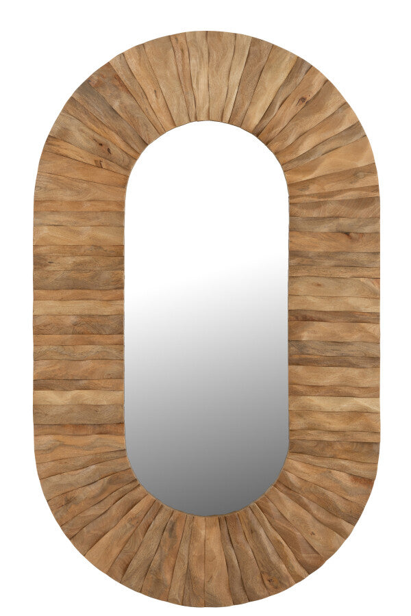 Wandspiegel Curve Ovaal Hout Naturel 152x6x92cm J-Line