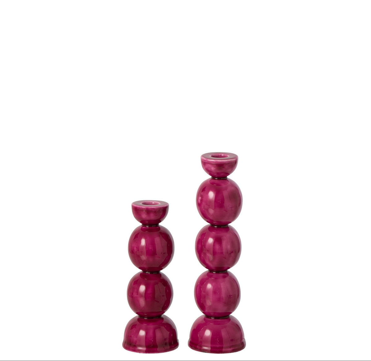 Set van 2 Kaarshouders IJzer Fuchsia J-Line