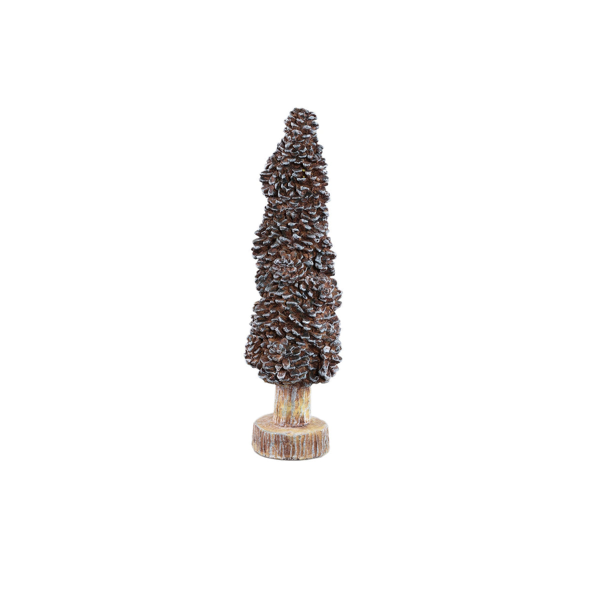 Set Van 3 Davene Kerstbomen Dennenappel Cement Bruin Besneeuwd van PTMD, Davene Kerstboom Small uit de set los op witte achtergrond