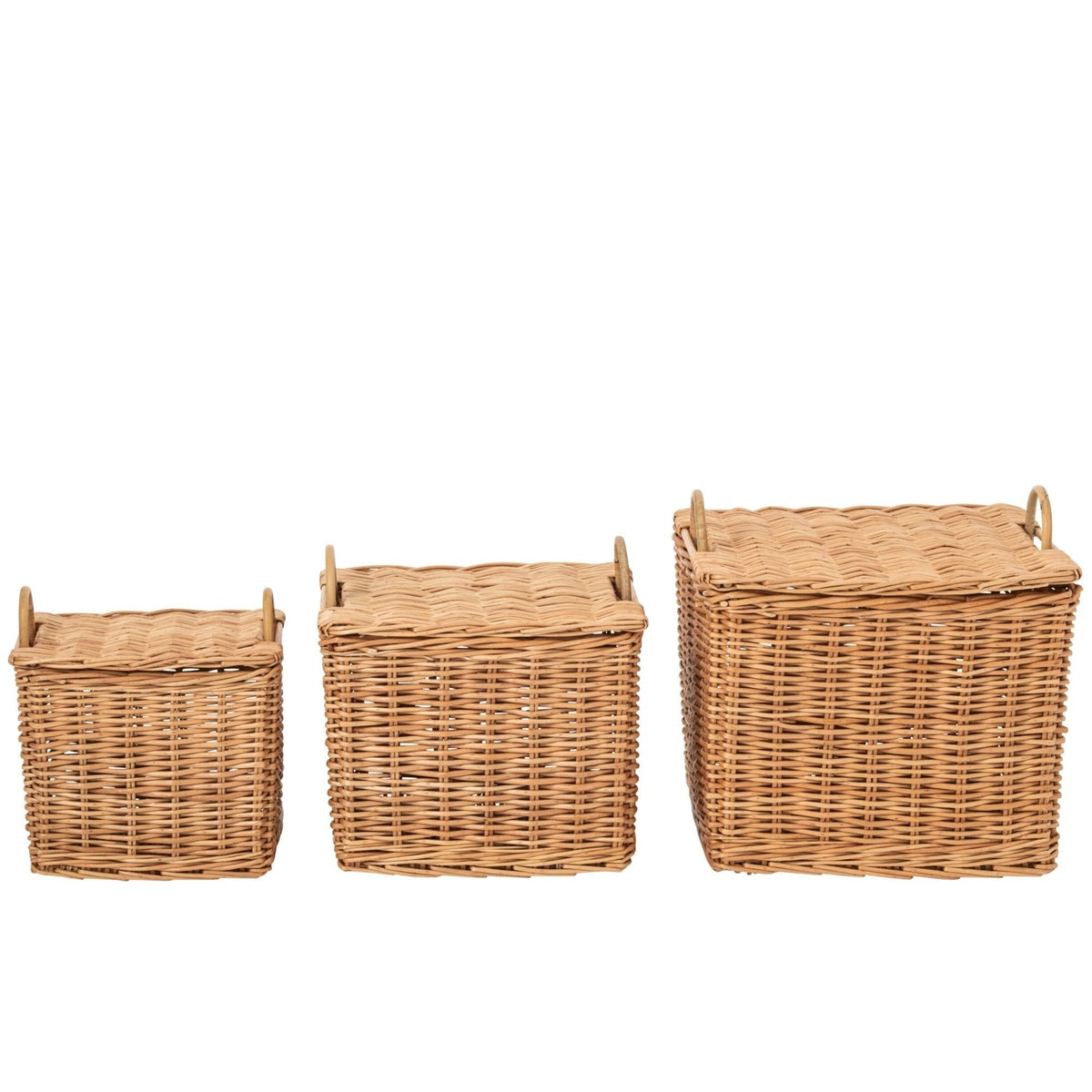 Set van 3 Mand Met Handvatten Riet Naturel J-Line