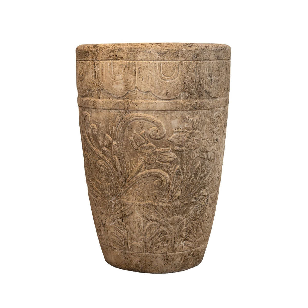 Set Van 3 Sasha Potten Crème Bloempatroon van PTMD, de grote pot met bloempatroon op witte achtergrond