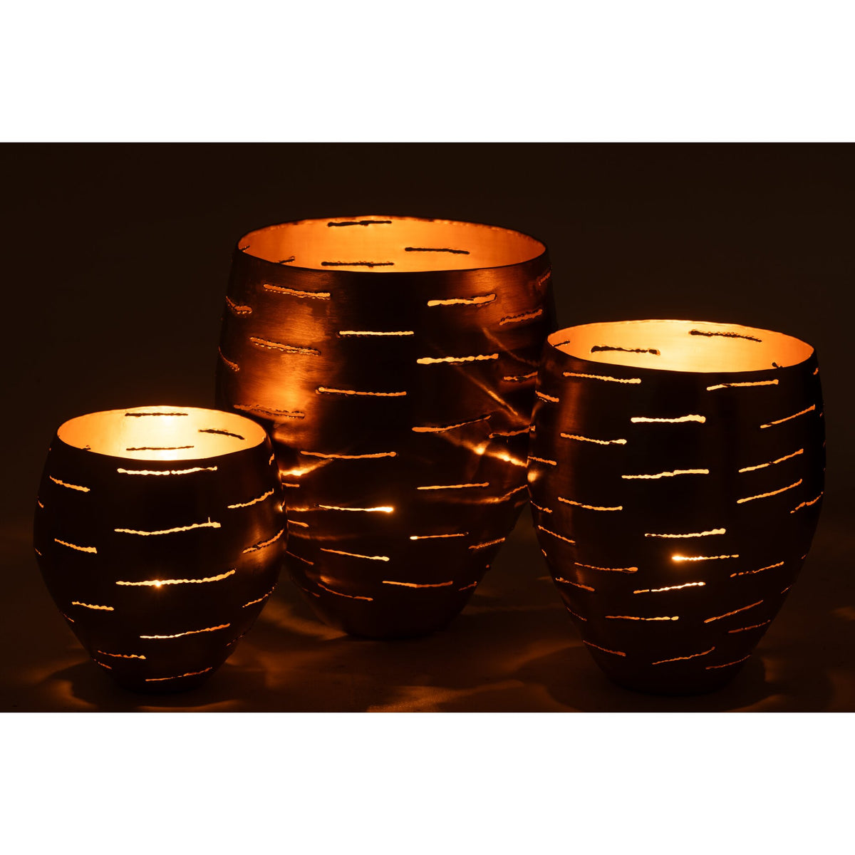 Set Van 3 Windlichten Metaal Goud J-Line