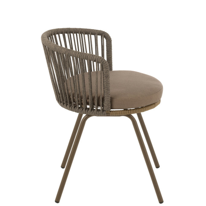 Stoel Toa Metaal/Touw Bruin - Terrasstoel - J-Line - livinglovely.nl