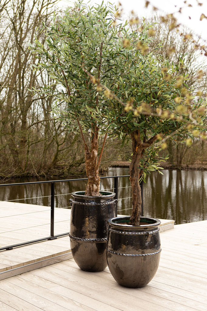 Tony Green Big Ceramic Jar Pot Round Low PTMD - Pot - PTMD - livinglovely.nl