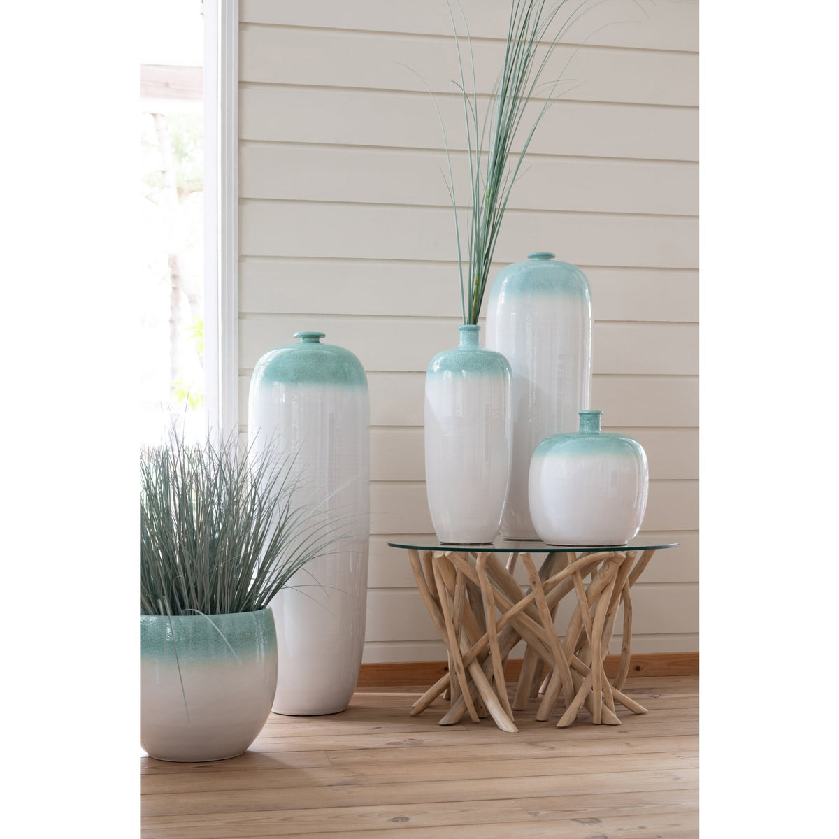 Vloervaas Keramiek Mintgroen/Wit Large J-Line