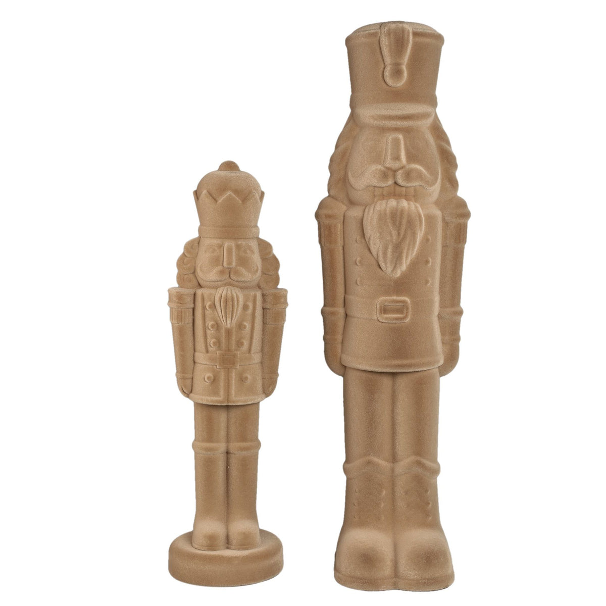 Yule Notenkraker Beige Small van PTMD, twee maten notenkrakers in beige naast elkaar op witte achtergrond