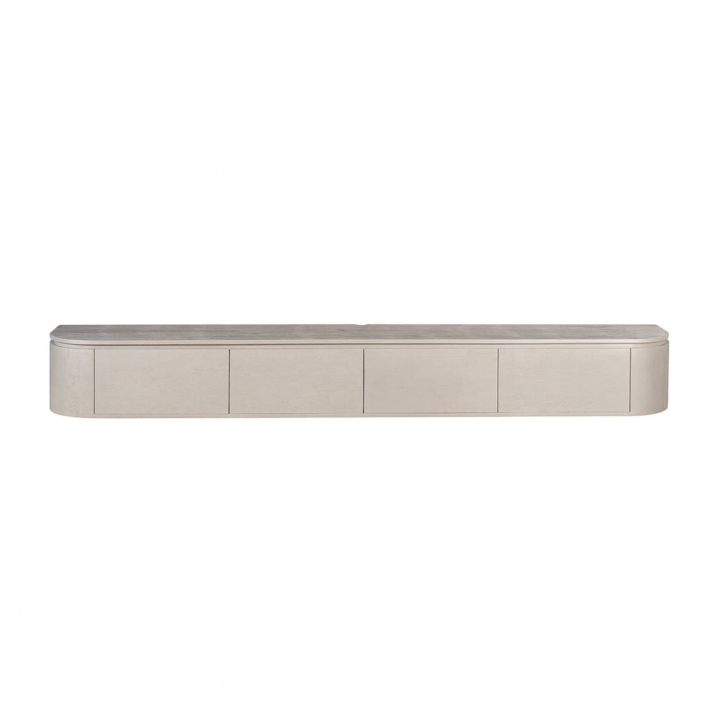 Zwevend TV-meubel Excellent Taupe 240cm van Starfurn zwevend, recht van voren zonder poten
