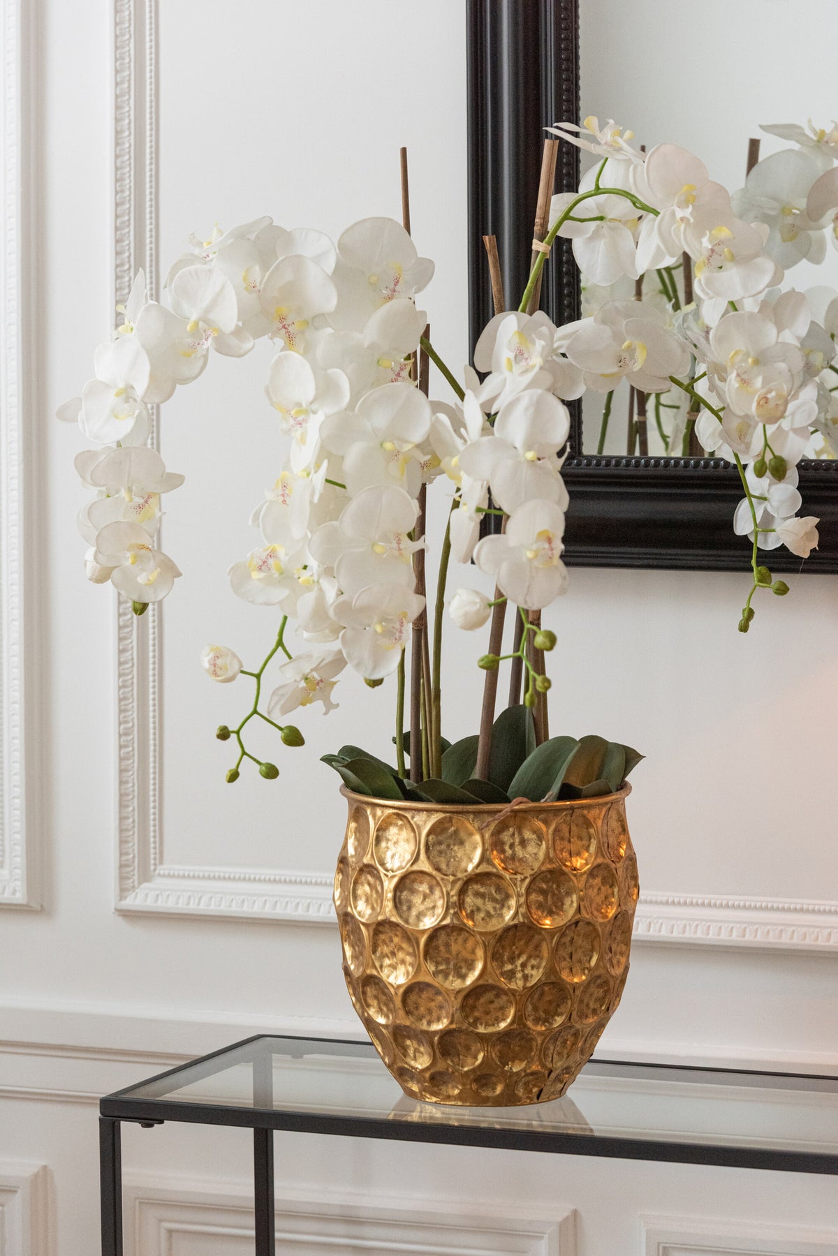 Orchidee In Aarde Plastiek Wit/Groen Extra Large 60x53x104cm J-Line