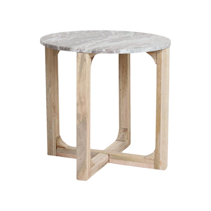 Marmeren bijzettafel rond bruin Raw Materials