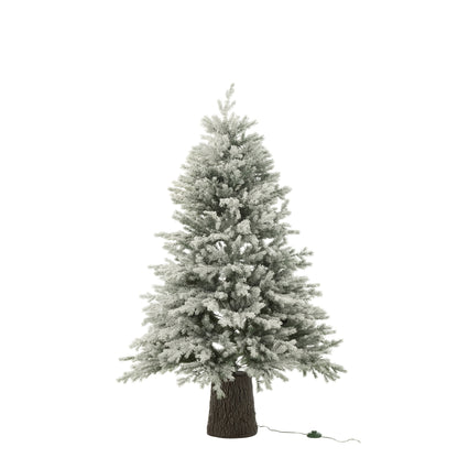 Kerstboom 600 Led Houten Basis Besneeuwd Kunstmatig Donkergroen J-Line