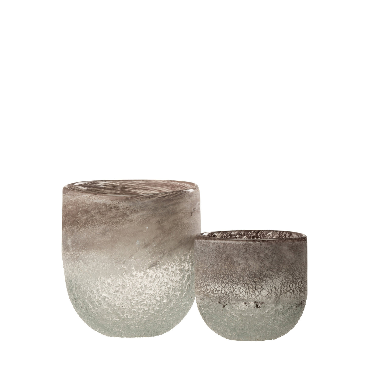 Set Theelichthouder &amp; Windlicht Scavo Glas Grijs J-Line