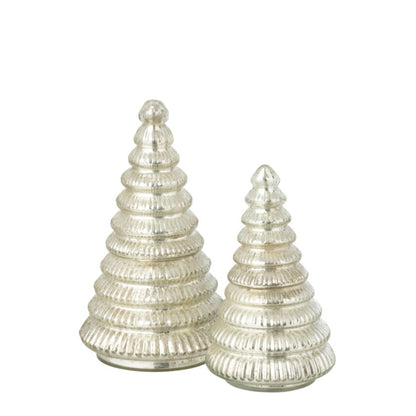 Geurkaars Kerstboom Glas Zilver J-Line Set van 2