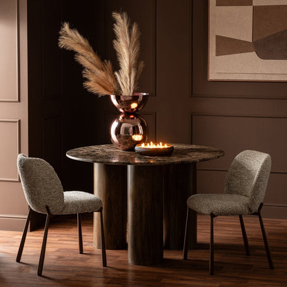 Eettafel Rond Marmer Bruin van J-Line, ronde marmeren eettafel van 120cm