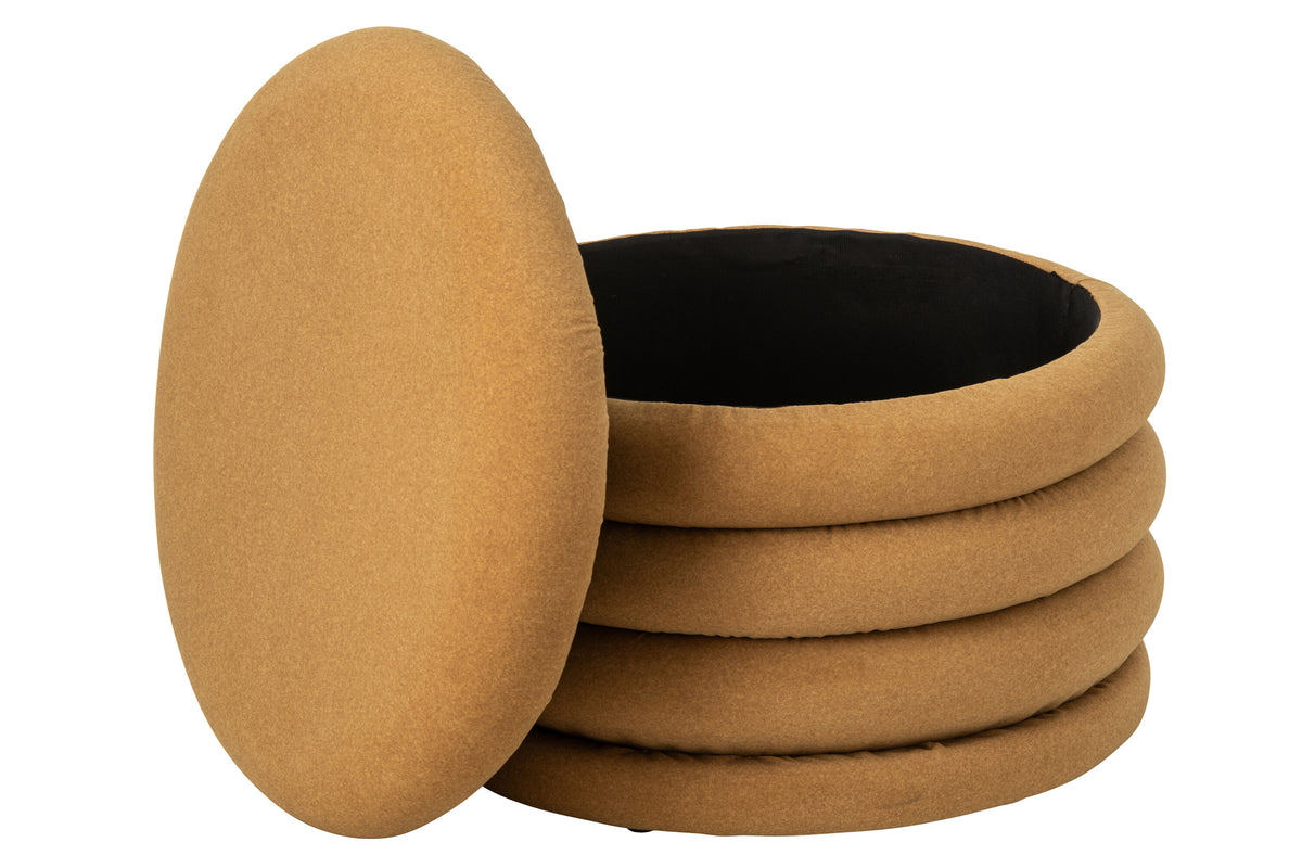 Poef Mich Plywood/Stof Okergeel J-Line
