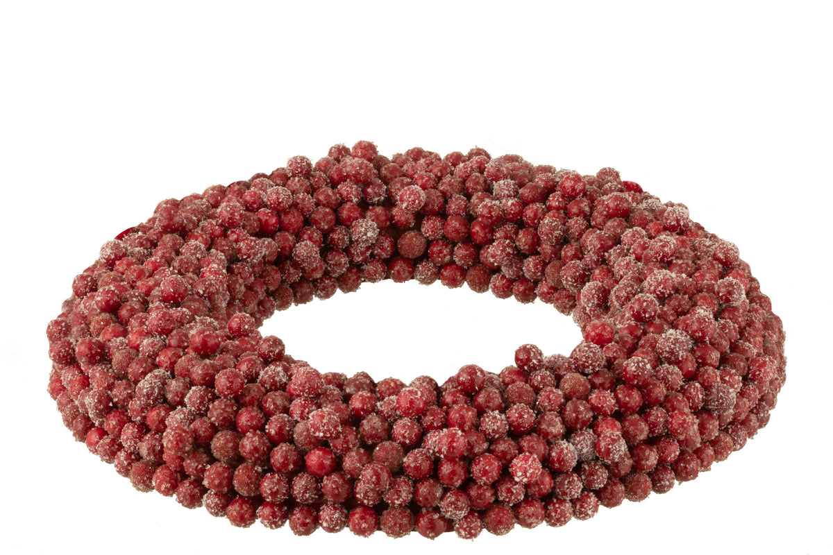 Krans Rond Bessen Plastiek Rood Large Ø45cm J-Line