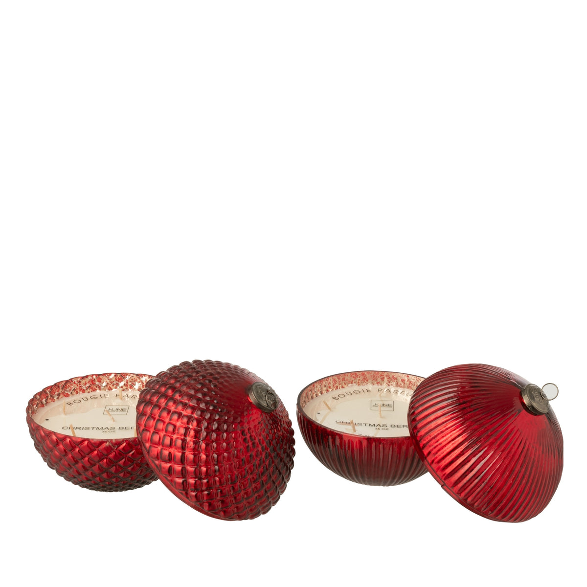 Geurkaars Kerstbal Glas Kerstrood Large Set van 2 J-Line