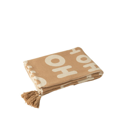 Kerstbundel Plaid &amp; Kerstkussens HoHoHo Beige/Wit J-Line