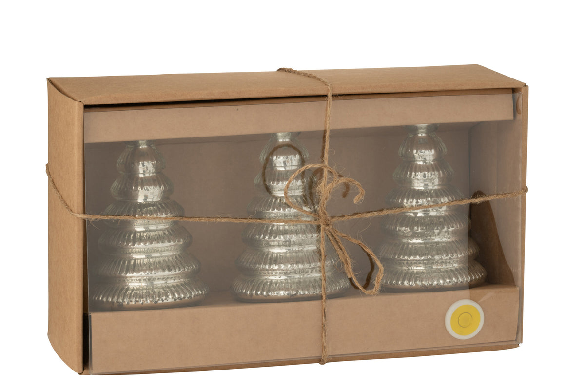 Boom Led Geribbeld Glas Zilverkleurig Set van 3 J-Line