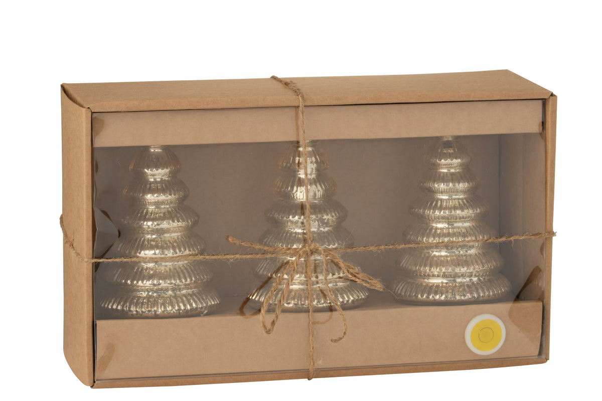 Boom Led Geribbeld Glas Goudkleurig Set van 3 J-Line