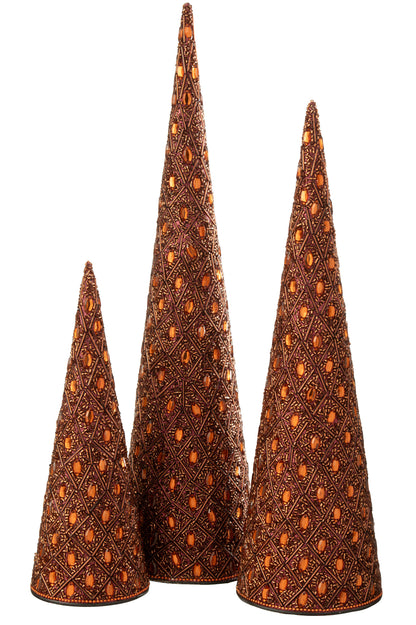 Kegel Ijzer/Kralen Donkerbruin/Roestbruin Set van 3 J-Line