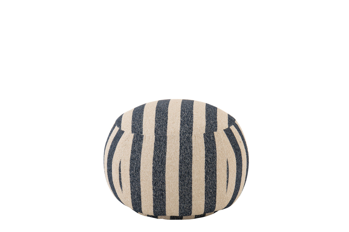 Loungestoel met Poef Gestreepte Stof Blauw/Gebroken Wit J-Line