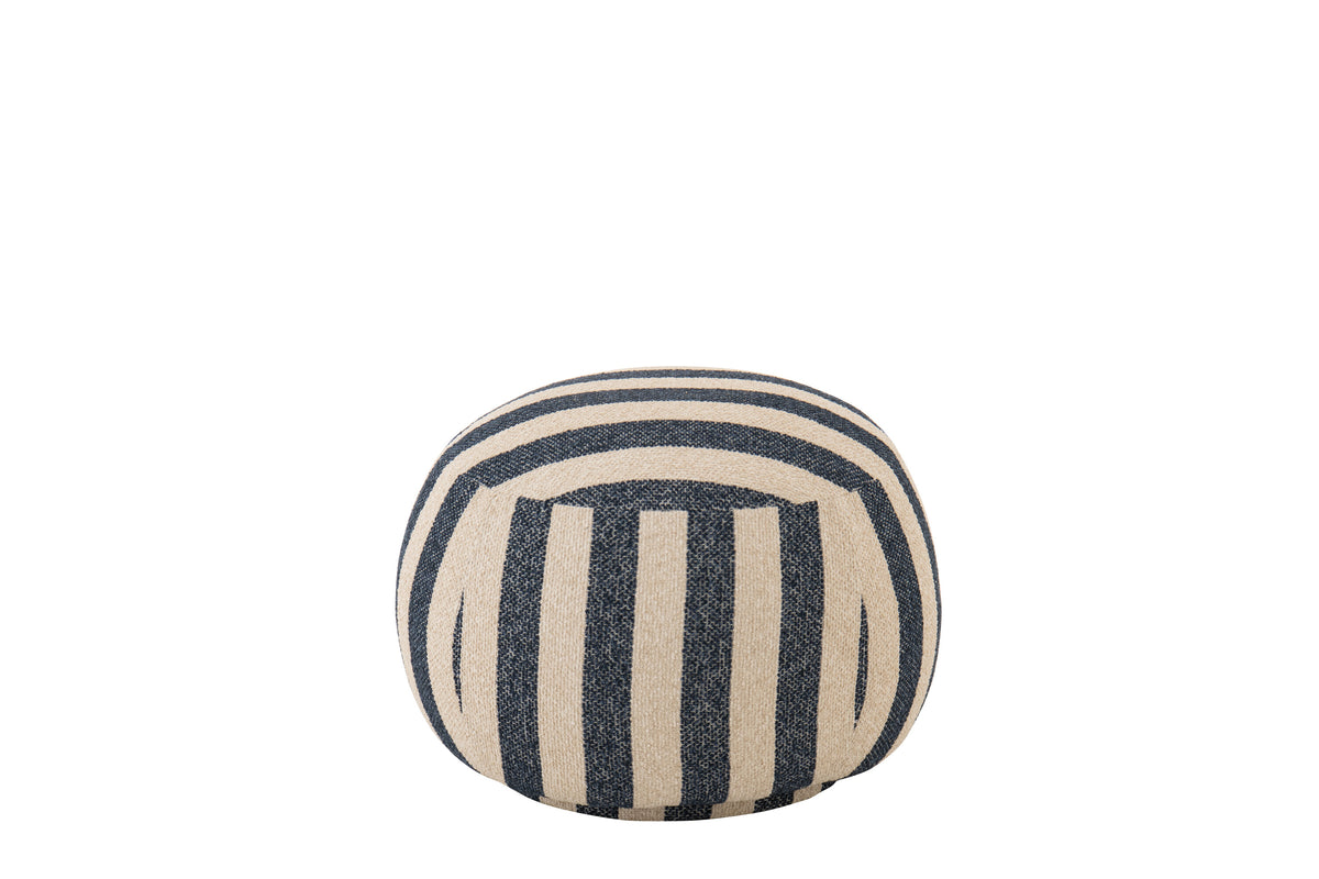 Loungestoel met Poef Gestreepte Stof Blauw/Gebroken Wit J-Line