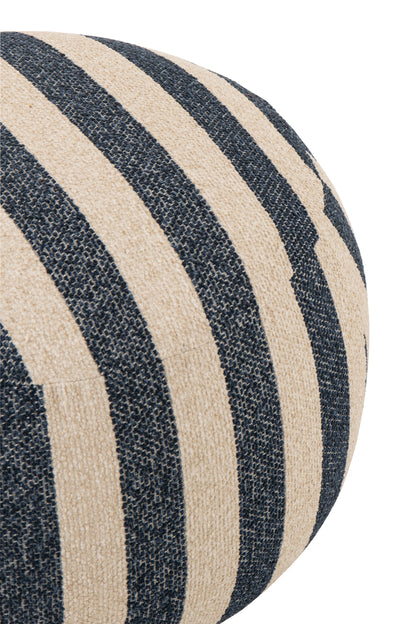 Loungestoel met Poef Gestreepte Stof Blauw/Gebroken Wit J-Line