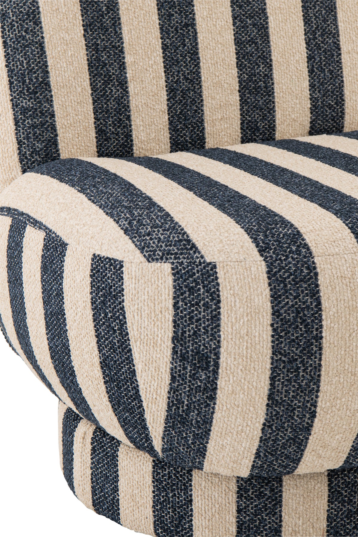 Loungestoel met Poef Gestreepte Stof Blauw/Gebroken Wit J-Line