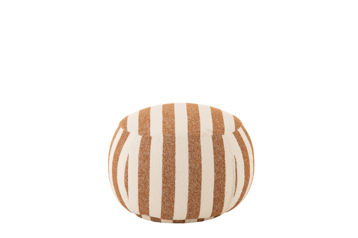 Loungestoel met Poef Gestreepte Stof Camel/Gebroken Wit J-Line