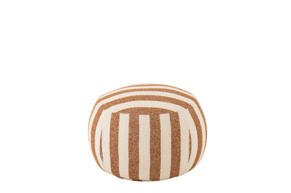Loungestoel met Poef Gestreepte Stof Camel/Gebroken Wit J-Line