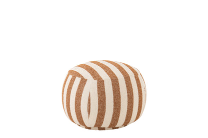Loungestoel met Poef Gestreepte Stof Camel/Gebroken Wit J-Line
