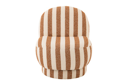Loungestoel met Poef Gestreepte Stof Camel/Gebroken Wit J-Line