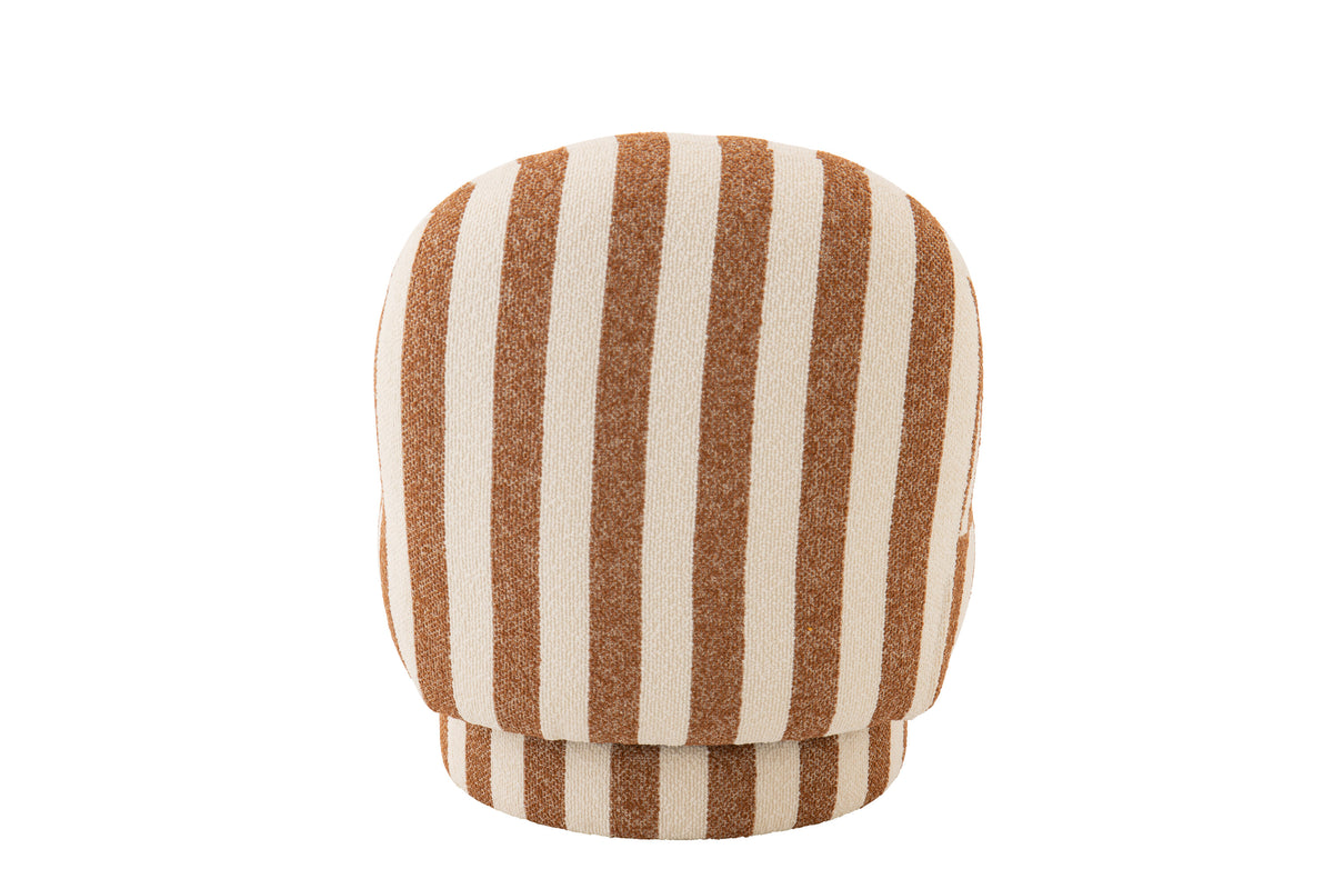 Loungestoel met Poef Gestreepte Stof Camel/Gebroken Wit J-Line