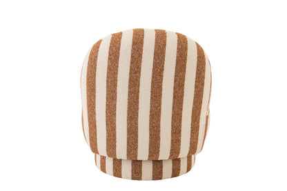 Loungestoel met Poef Gestreepte Stof Camel/Gebroken Wit J-Line