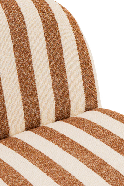 Loungestoel met Poef Gestreepte Stof Camel/Gebroken Wit J-Line