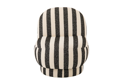 Lounge Chair Gestreepte Stof Zwart/Gebroken Wit J-Line