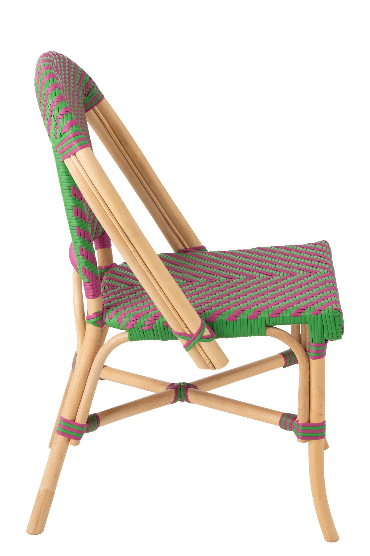 Outdoor Stoel Geo Rond Rotan Roze/Groen J-Line