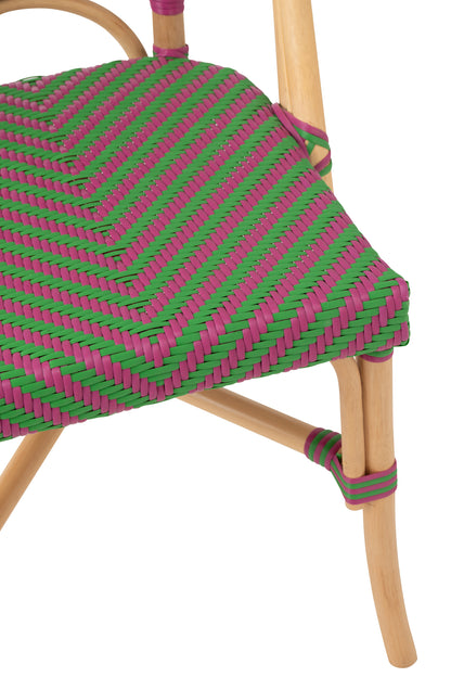 Outdoor Stoel Geo Rond Rotan Roze/Groen J-Line