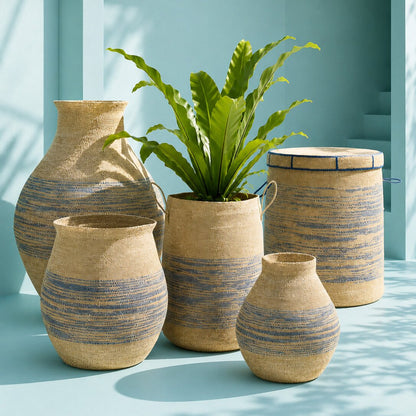 Mand Gestreept Zeegras Naturel/Blauw Small J-Line