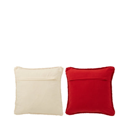 Kerst Set Plaid &amp; Kerstkussens HoHoHo Rood/Wit J-Line