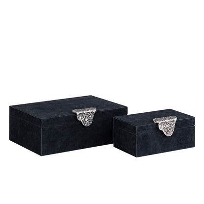 Hazael Black suede box silver handle set of 2 PTMD