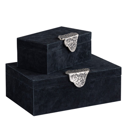 Hazael Black suede box silver handle set of 2 PTMD