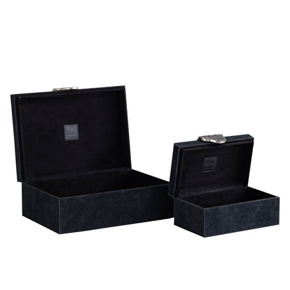 Hazael Black suede box silver handle set of 2 PTMD